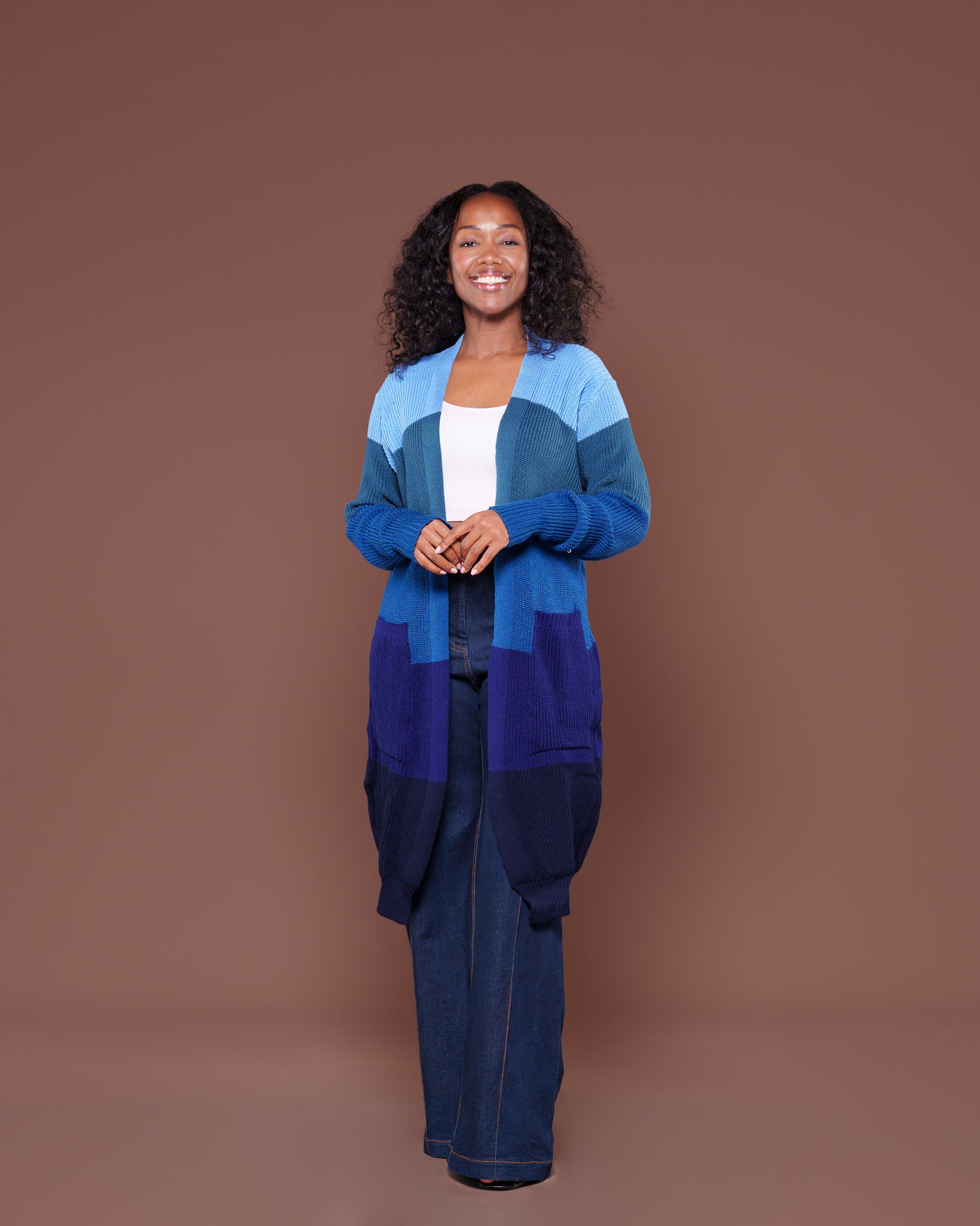 Indigo Monochrome Midi Cardigan